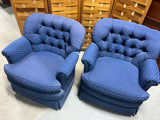 Blue Upholstered Chairs, pair/2