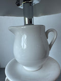 White Ceramic Teacup Stack Lamp with Brown Shade (WORKS)