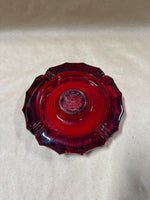 Heavy Ruby Red Fostoria Liberty Coin Glass Ashtray // 2 Available // *** PRICED INDIVIDUALLY ***