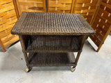 Lightweight Brown Wicker Cart on Casters