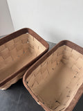 Pair of Sturdy Tan Canvas Woven Storage Baskets