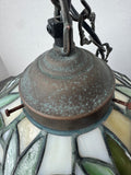 Palm Tree Vintage Stained Slag Glass Hanging Globe Light