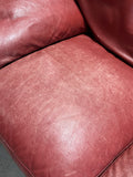 Natuzzi Leather Love Seat, deep red tone