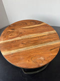 Rustic Round Metal & Wooden Platform Style Plant Stand (B)