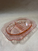 Pink Depression Glass Jeanette Adam Divided Relish Dish