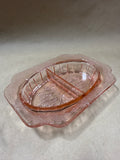 Pink Depression Glass Jeanette Adam Divided Relish Dish