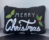 Merry Christmas Black & White Buffalo Check Throw Pillow