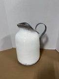 Heavy White Washed Ceramic Pitcher Vase