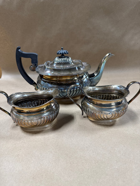 3 Piece Viners Of Sheffield Silver Teapot Creamer And Sugar