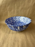 Italian Blue Spongeware Ribbed Bowl