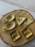 Trio of Enamel Gold Tone Vintage Earrings (A)