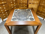 Danish Mid Century Modern Teak Coffee Table with Tile Top by OX ART, 2 Available, PRICED INDIVIDUALLY, $695 Each