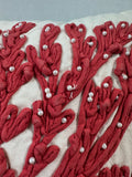 Pottery Barn Coral Reef Appliqué Throw Pillow with Faux Pearls