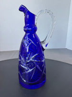 (B) Bohemian Czech Cobalt Cut Crystal Decanter