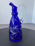 (B) Bohemian Czech Cobalt Cut Crystal Decanter
