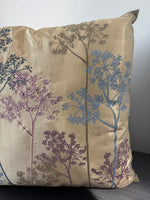 Pair of Champagne Throw Pillows with Multicolored Dandelions