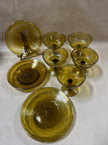 10 Piece Amber Blown Glass Desert Plates And Wine Glasses