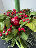 Faux Fruit & Hollyberries Candle Centerpiece