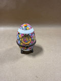 Floral Bohemian Porcelain Footed Egg Trinket Holder