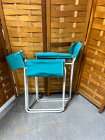 Metal Director's Chairs with Turquoise/Teal Covers, set of 2