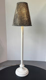 White Metal Buffet Lamp with Cheetah Print Shade (WORKS)