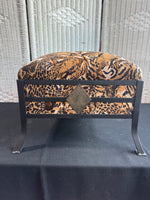 Velvet Feel Cheetah Fabric & Metal Foot Stool/Ottoman