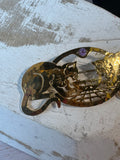 Wild Bryde Vintage Gold Tone Cats Lapping Milk Brooch