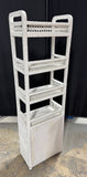 4-Tier White Wicker Shelving Unit with Cabinet