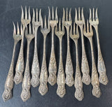 12-Piece Hamilton & Diesinger Vintage Sterling Silver Sunflower Cocktail Forks
