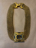 Gold Mesh Choker/Bib with Geometric Pendant