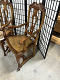 Pair of Ladder Back Arm Chairs with Cane Seats
