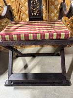 Chinese Horseshoe Back Folding Arm Chair with Cushion