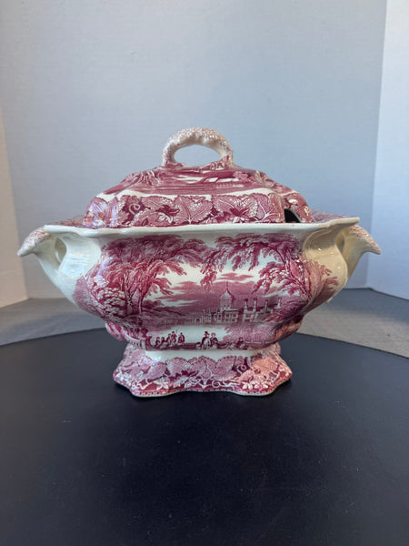 (CC) Mason’s England Vista Pink China Large Bedford Lidded Soup Tureen