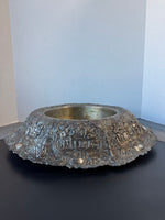 Antique Colonial Scenes Silver Plate Flower Frog Centerpiece Bowl