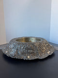 Antique Colonial Scenes Silver Plate Flower Frog Centerpiece Bowl