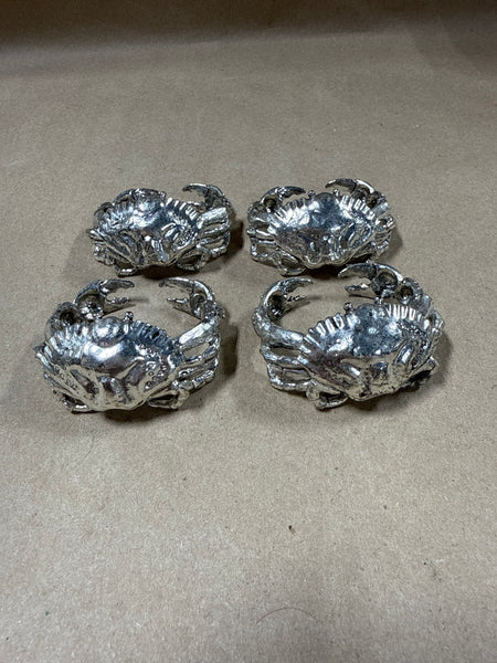 Set Of 4 Heavy Silverplate Crab Napkin Rings