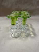 Set Of 6 Bormioli Rocco Green Stemmed Footed Cordial Liqueur Shot Nip Glasses // 2 Sets Available // *** PRICED INDIVIDUALLY ***