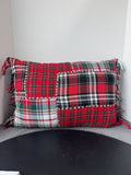 Patchwork Plaid Fringed Rectangular Throw Pillow