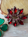 Pair of Gold Tone Rhinestone Brooches (C)
