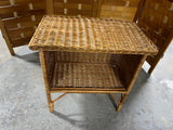 Lightweight Wicker Side Table with Shelf