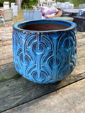 Blue Glazed Terracotta Planter