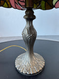Small Tiffany Style Stained Glass Pink Rose Lamp (WORKS)