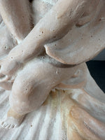 White Washed Terracotta Cherub Shell Bird Bath