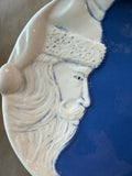 Santa Blue And White Flat Earth Pottery Plate