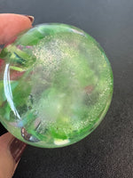 (C) Maude & Bob St. Clair Green Floral Art Glass Paperweight