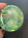 (C) Maude & Bob St. Clair Green Floral Art Glass Paperweight