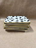 Black And White Over And Back Appetizer Square Plates - Set Of 6