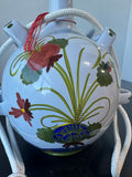 Faenza Italian Majolica Garofano Carnation Large Vintage Pottery Wine Flask