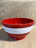 Crate & Barrel Red Mixing Bowl With White Stripe