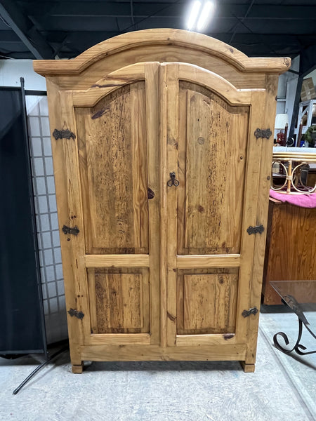 Rustic Armoire with Glass Shelves ***HEAVY ITEM***READ DESCRIPTION CAREFULLY***